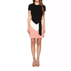 NWT Valentino turtleneck ribbed Black pink and Cream Dress